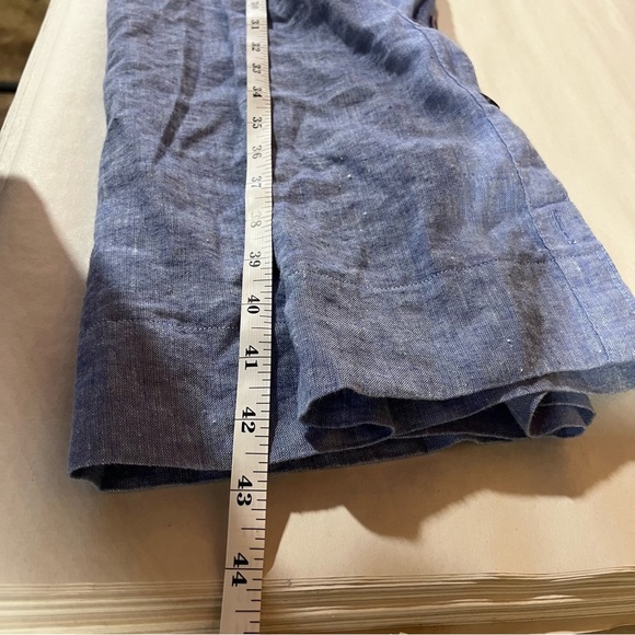 Chico's Blue Linen Blend Shirt Dress with Side Vent Buttons Roll Tab Sleeve - Picture 12 of 12